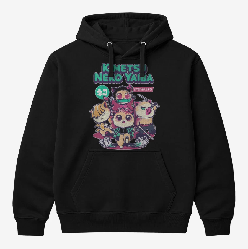 Polerón Canguro Negro de Kimetsu Neko Yaiba