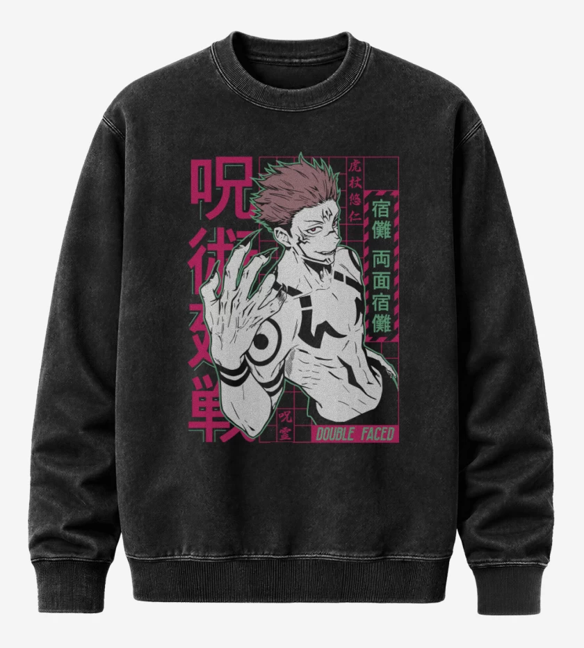 Poleron Polo Acid Wash Negro de Sukuna