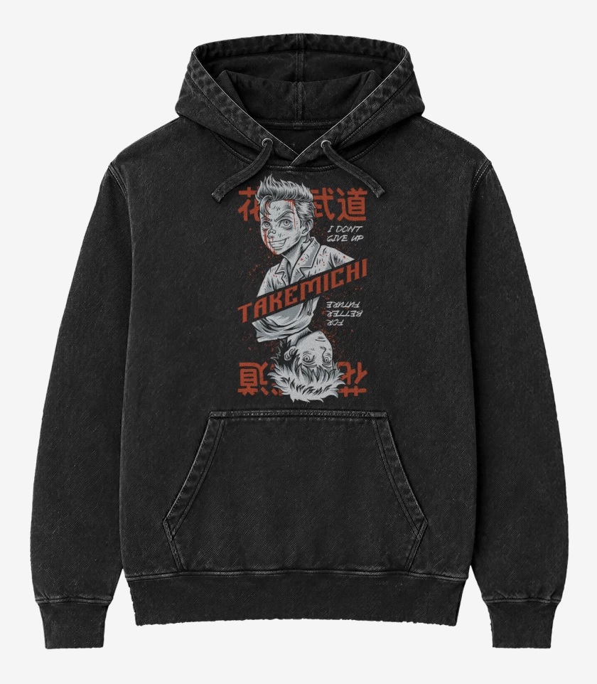 Poleron Canguro Acid Wash Negro de Takemichi