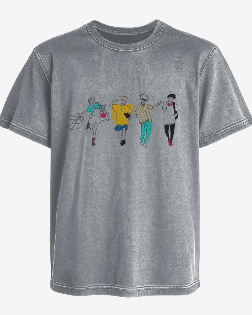 Polera desgastada Gris Melange de Jujutsu Kaisen
