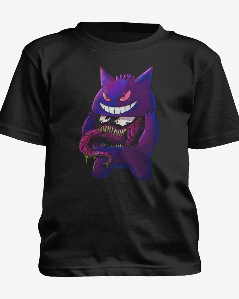 Polera de niño Negro de Gengar Desenmascarado
