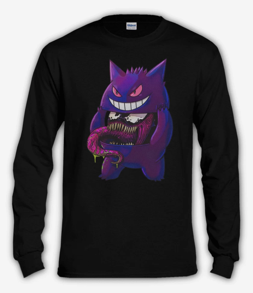Polera manga larga Negro de Gengar Desenmascarado
