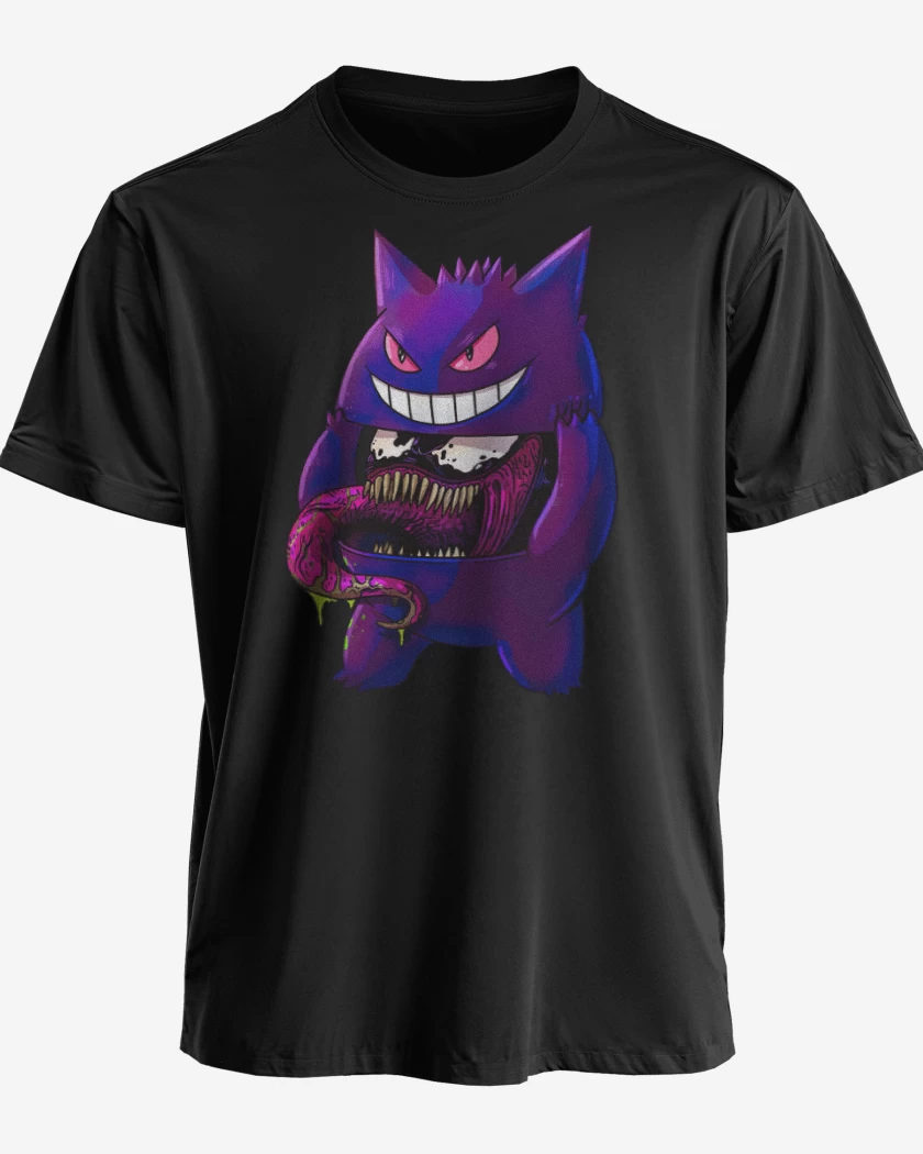 Polera premium Negro de Gengar Desenmascarado