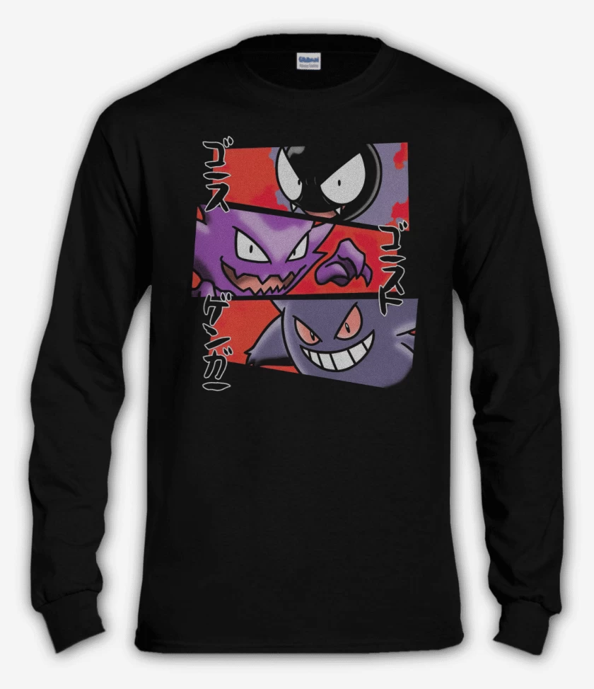 Polera manga larga Negro de Gastly Hunter Gengar