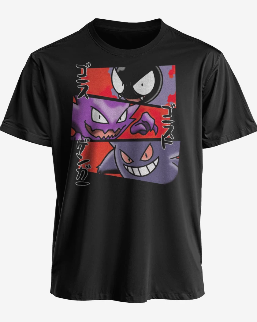 Polera premium Negro de Gastly Hunter Gengar