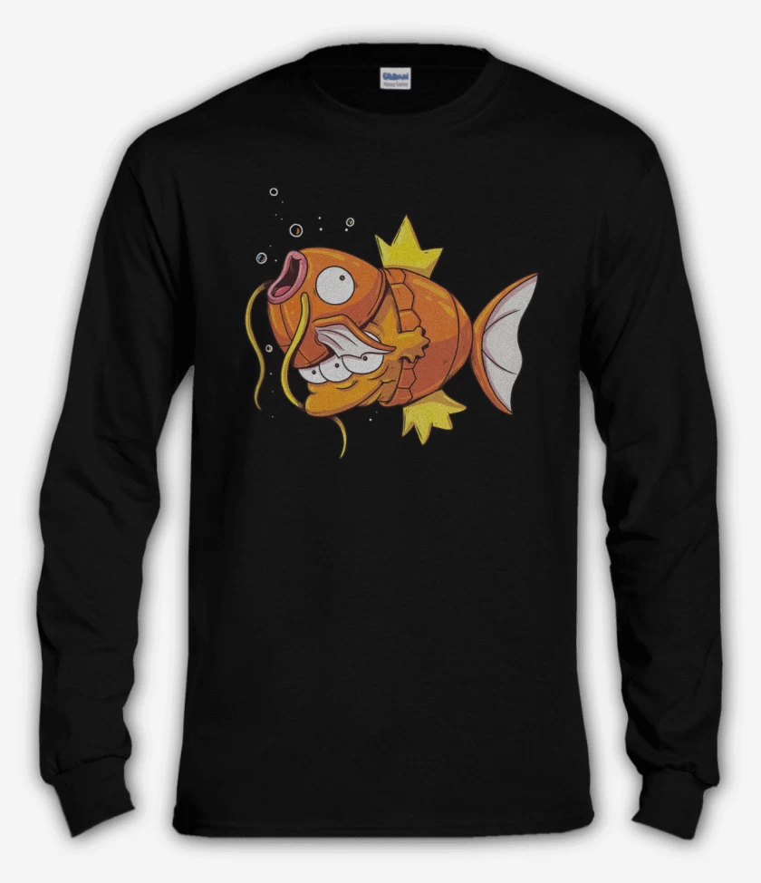 Polera manga larga Negro de Magikarp Desenmascardo