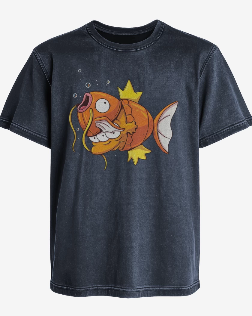 Polera desgastada Azul Marino de Magikarp Desenmascardo