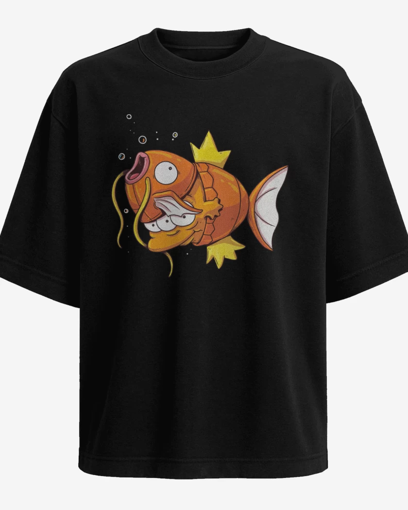 Polera Oversize Negro de Magikarp Desenmascardo