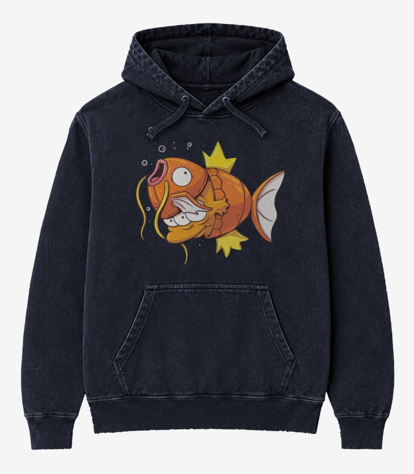 Poleron Canguro Acid Wash Azul Marino de Magikarp Desenmascardo