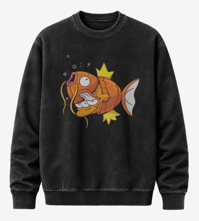 Poleron Polo Acid Wash Negro de Magikarp Desenmascardo