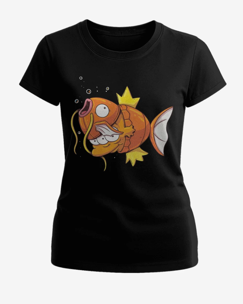 Polera de Mujer Negro de Magikarp Desenmascardo