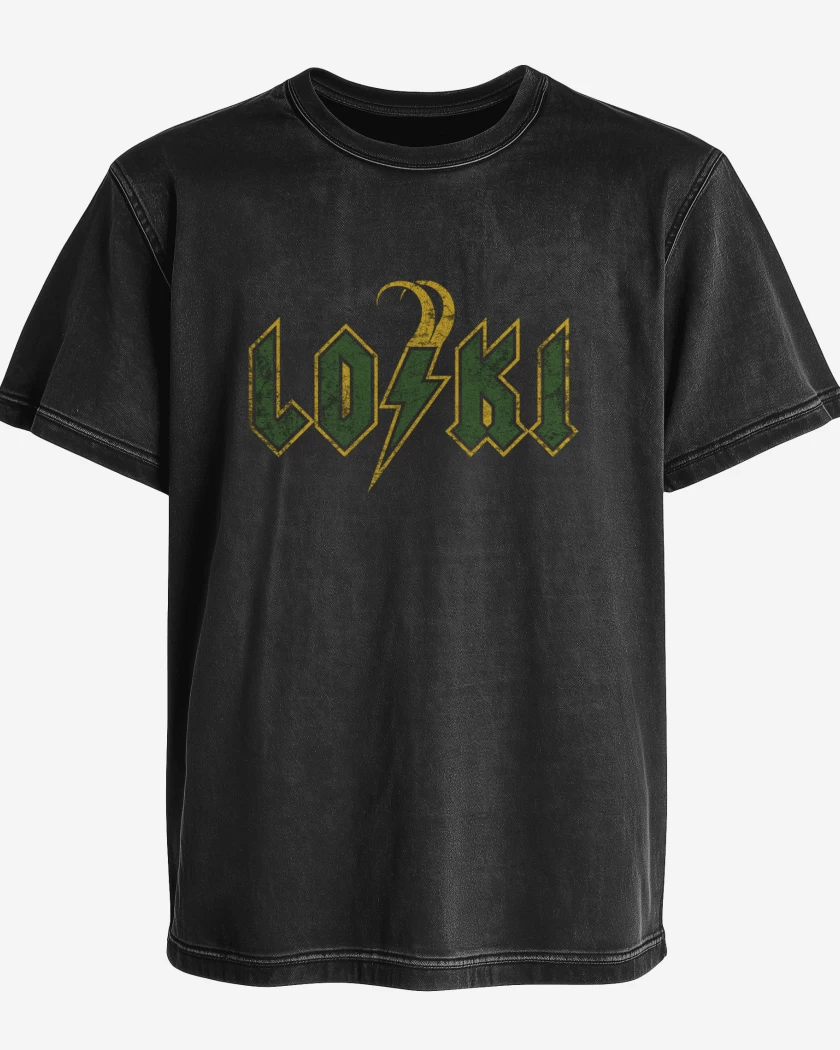 Polera desgastada Negro de loki acdc