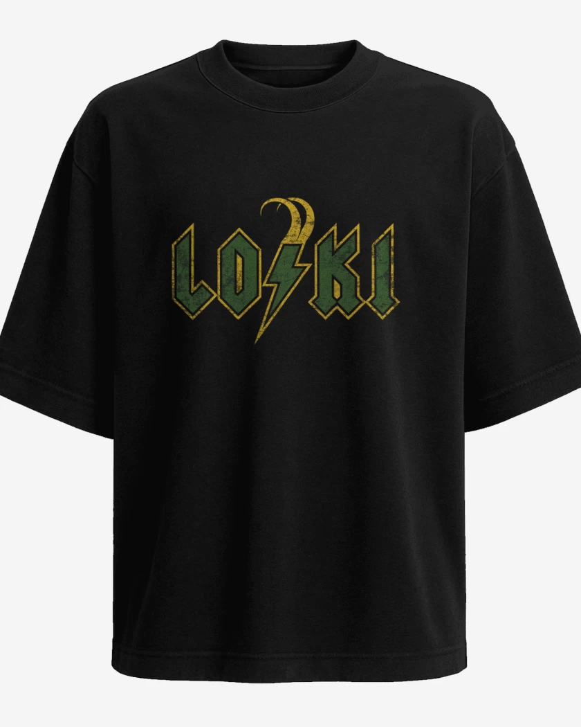 Polera Oversize Negro de loki acdc