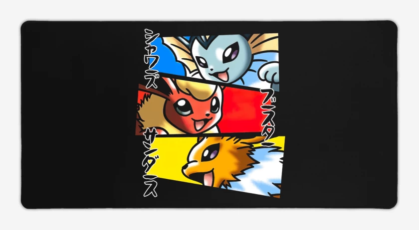 Mouse pad Gamer Negro de Vaporeon Flareon Jolteon