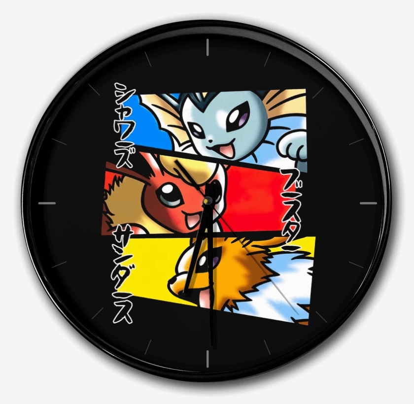 Reloj Negro de Vaporeon Flareon Jolteon