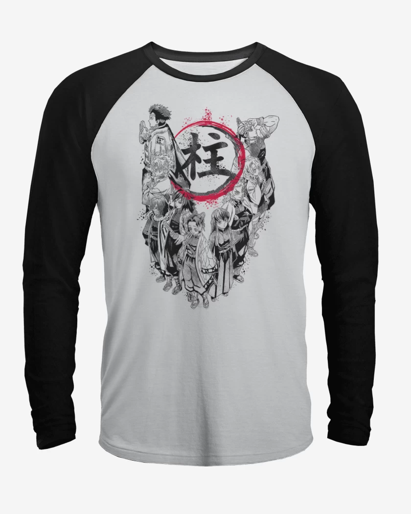 Polera Raglan Blanco / Negro de Pilares Hashira