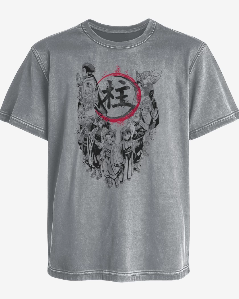 Polera desgastada Gris Melange de Pilares Hashira