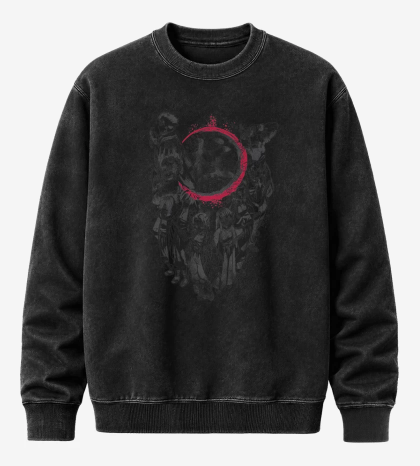 Poleron Polo Acid Wash Negro de Pilares Hashira
