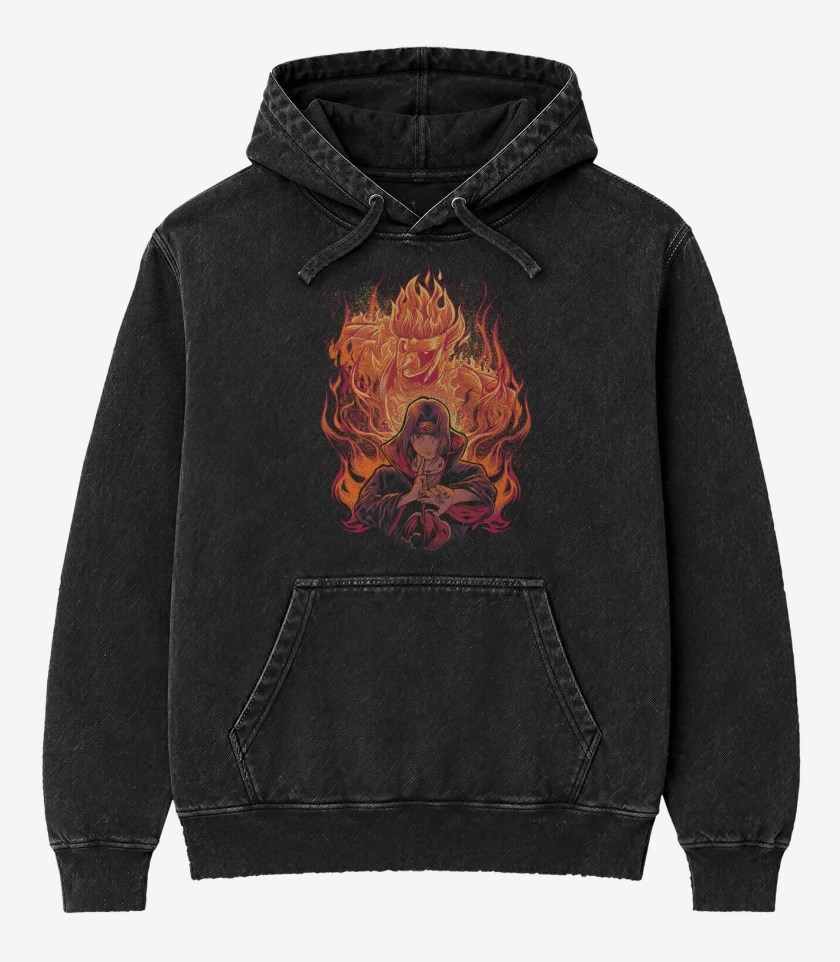 Poleron Canguro Acid Wash Negro de Itachi Uchiha