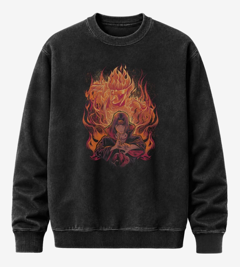 Poleron Polo Acid Wash Negro de Itachi Uchiha