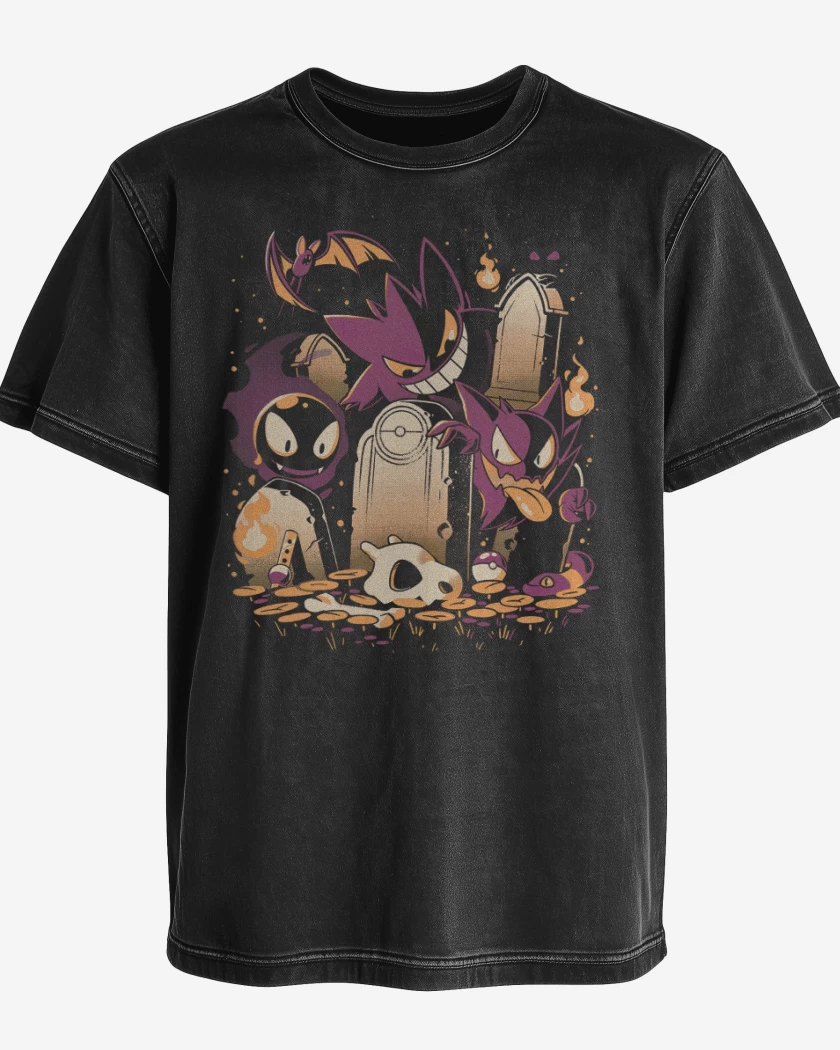 Polera desgastada Negro de Lavanda Town