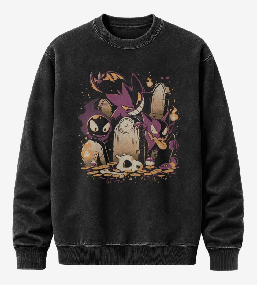 Poleron Polo Acid Wash Negro de Lavanda Town