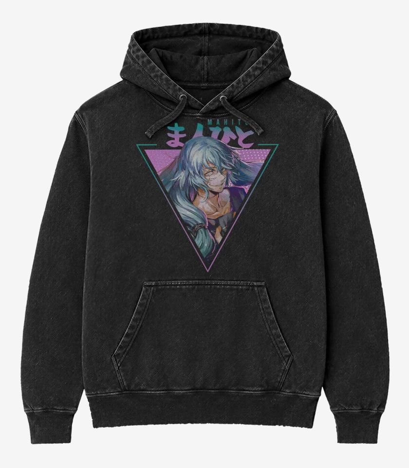 Poleron Canguro Acid Wash Negro de Mahito
