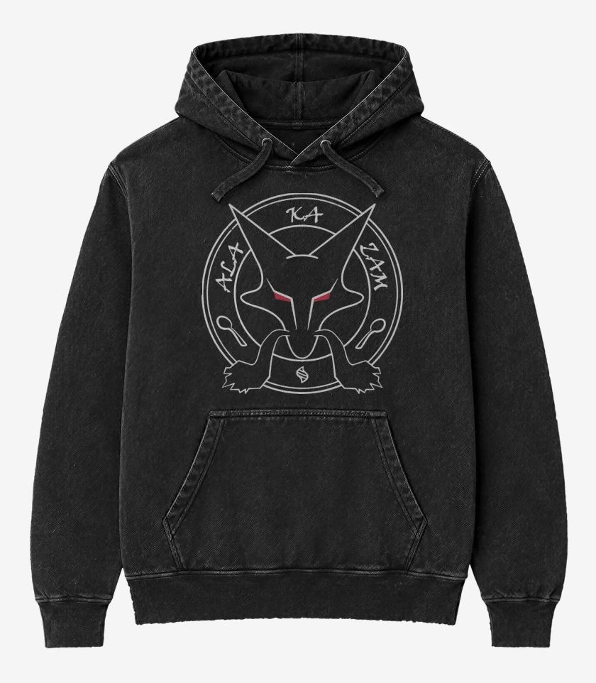 Poleron Canguro Acid Wash Negro de Alakazam