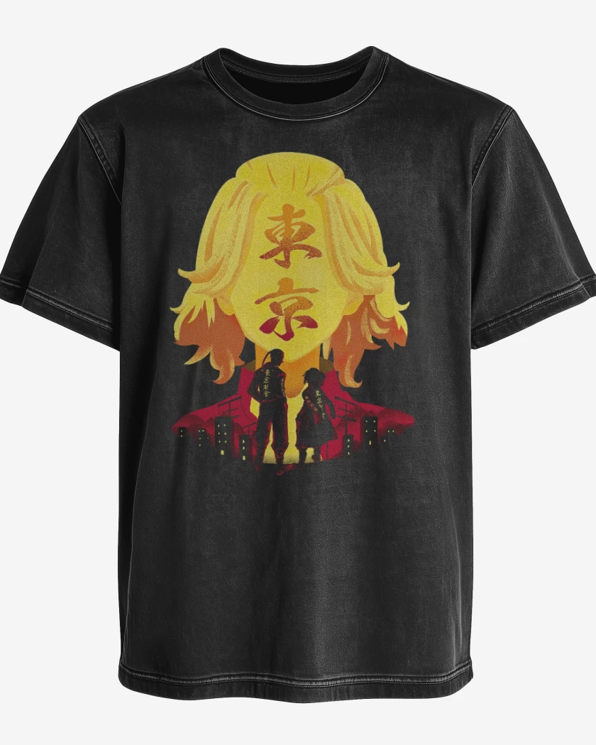 Polera desgastada Negro de Mikey