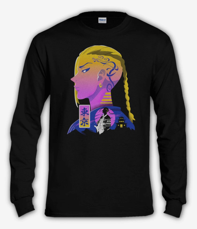 Polera manga larga Negro de Draken