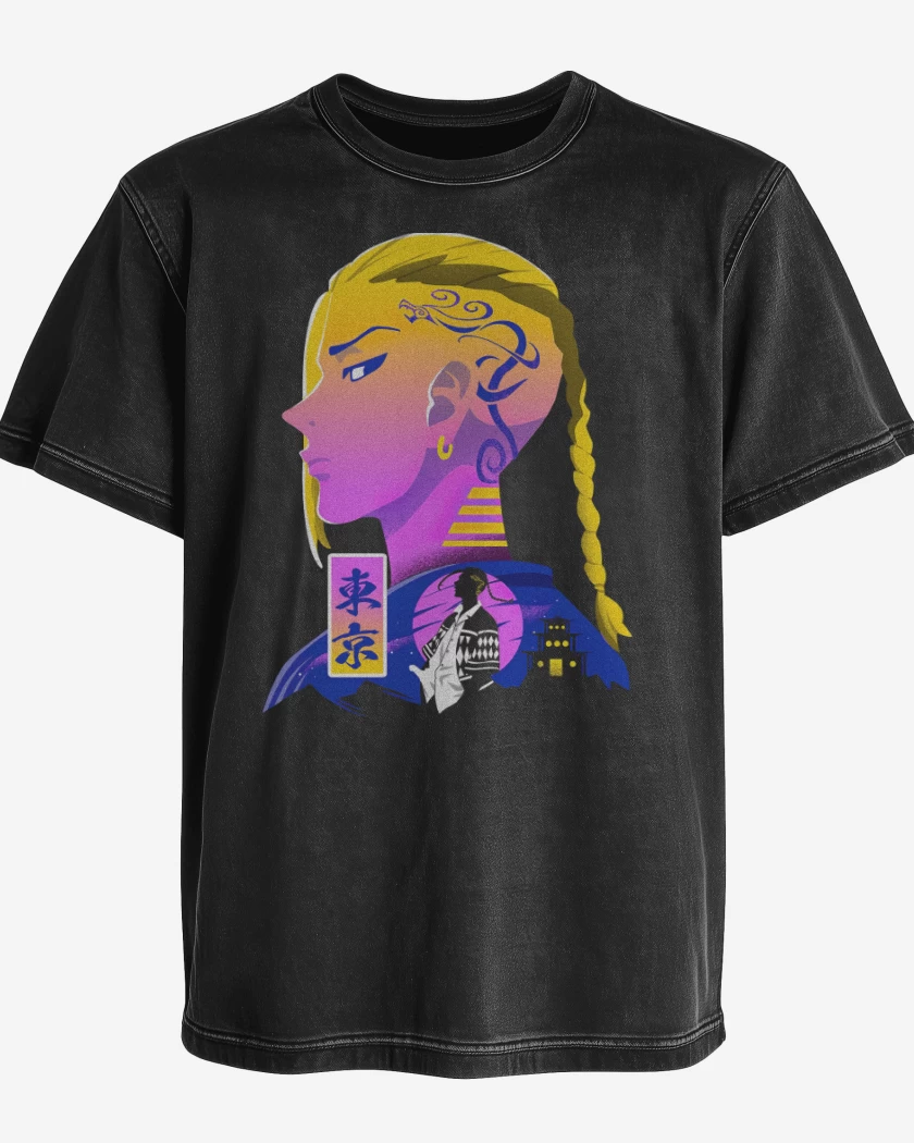 Polera desgastada Negro de Draken