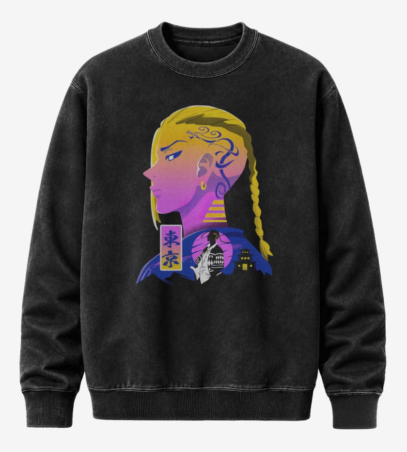 Poleron Polo Acid Wash Negro de Draken