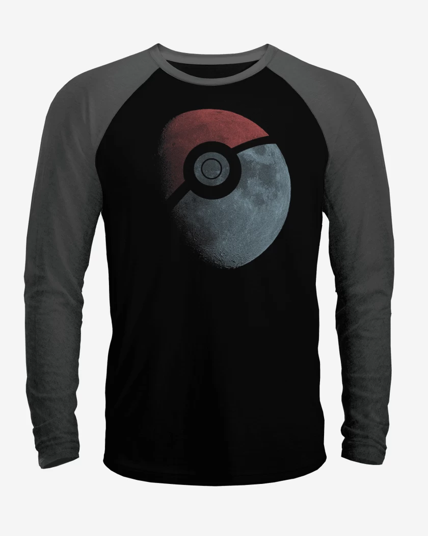 Polera Raglan Negro / Negro Heather de Luna Pokebola