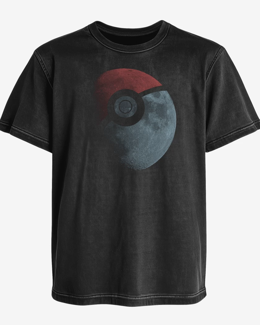 Polera desgastada Negro de Luna Pokebola