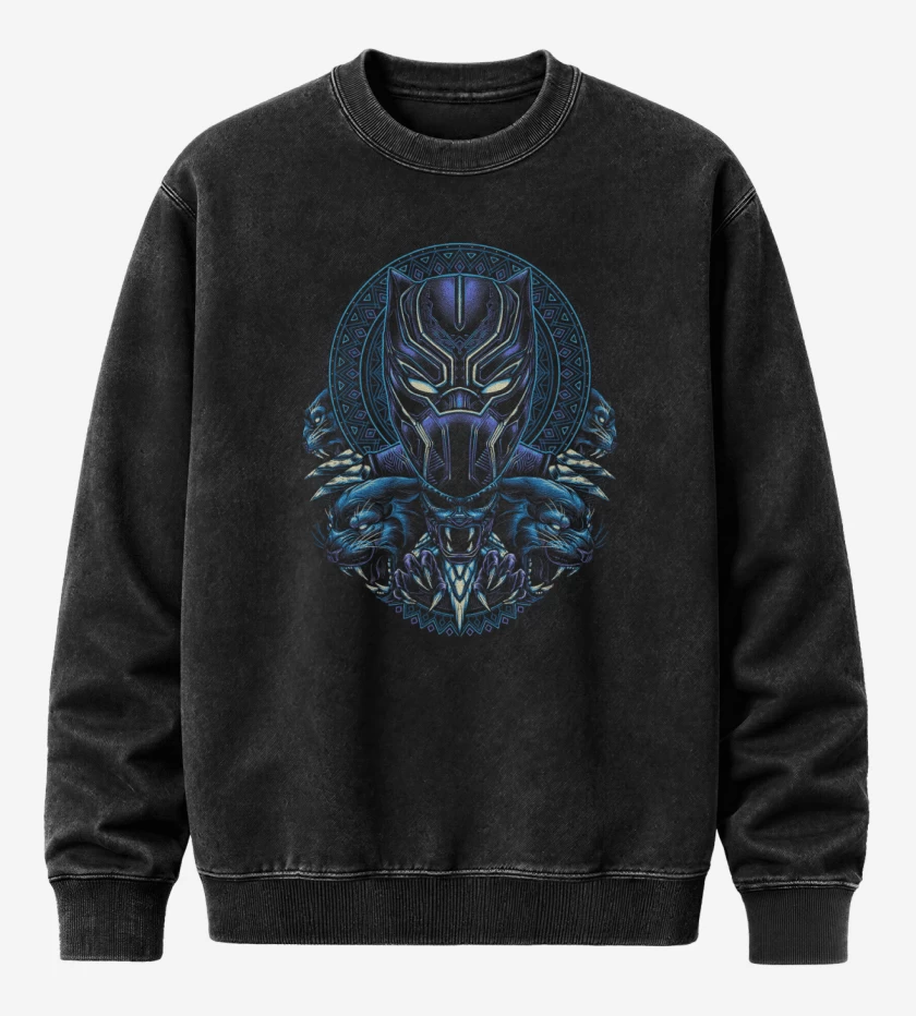 Poleron Polo Acid Wash Negro de Black Panther