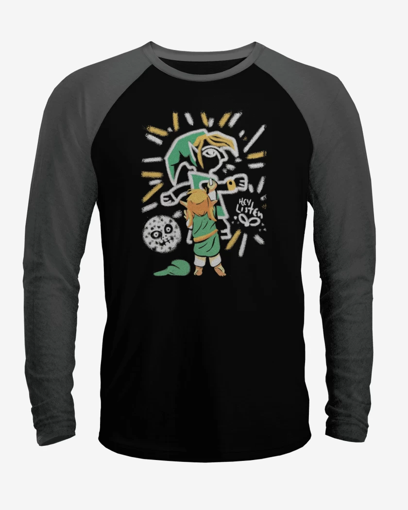 Polera Raglan Negro / Negro Heather de Link Grafiti
