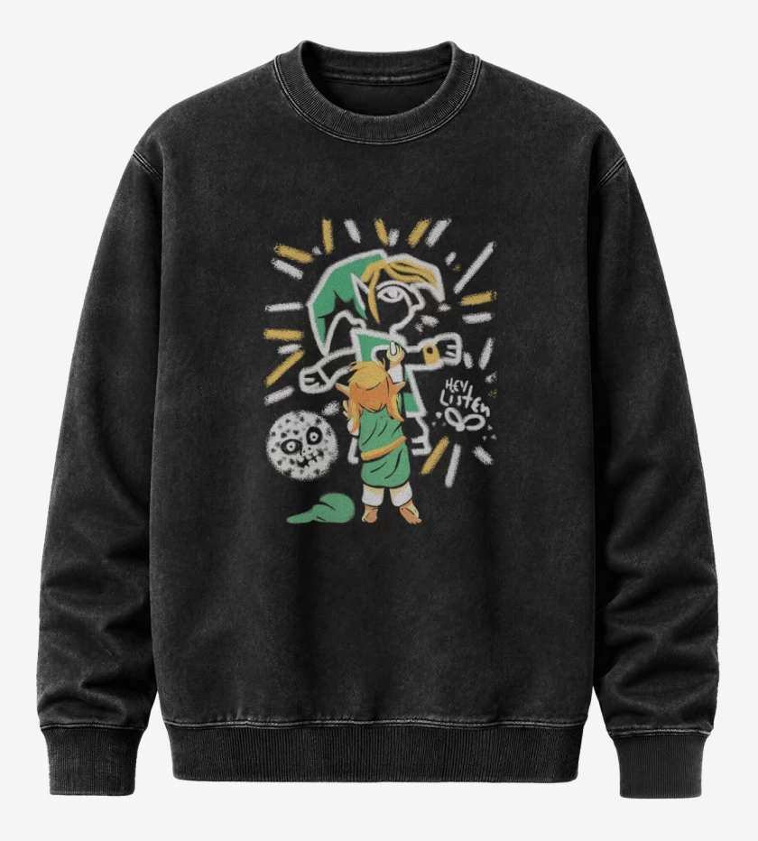 Poleron Polo Acid Wash Negro de Link Grafiti
