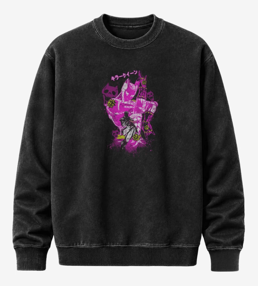 Poleron Polo Acid Wash Negro de Killer Queen