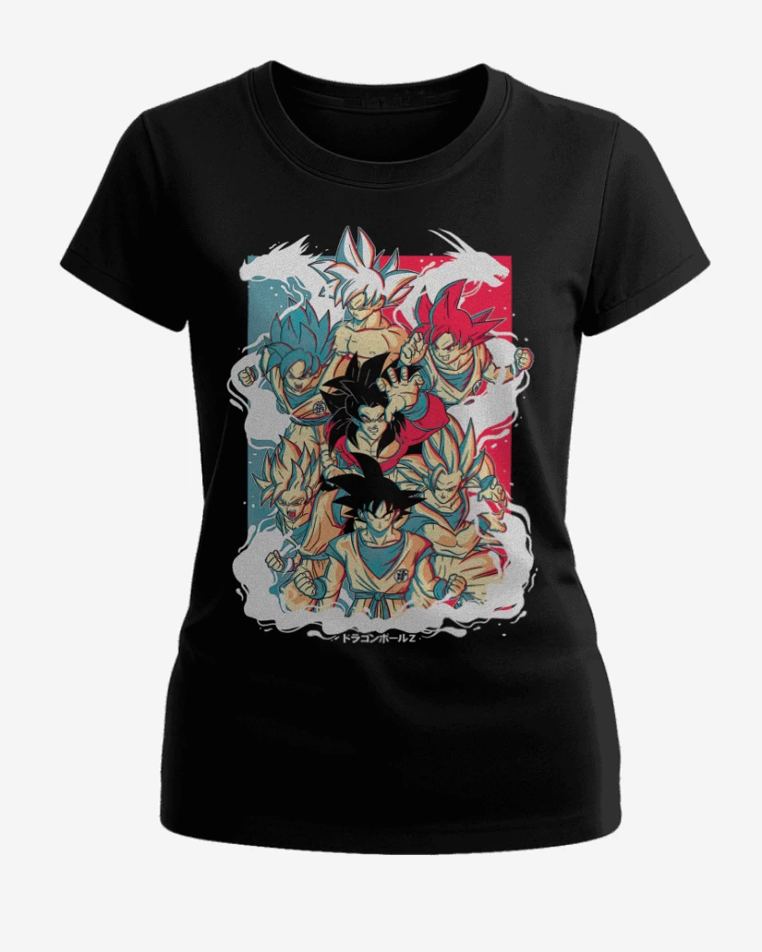 Polera de Mujer Negro de Goku Evoluciones