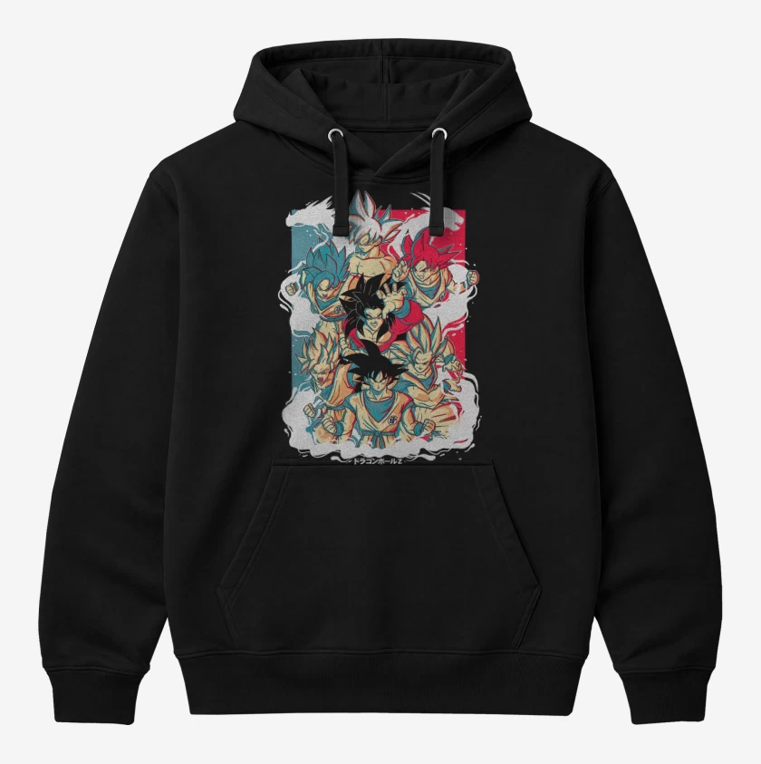 Polerón Canguro Negro de Goku Evoluciones