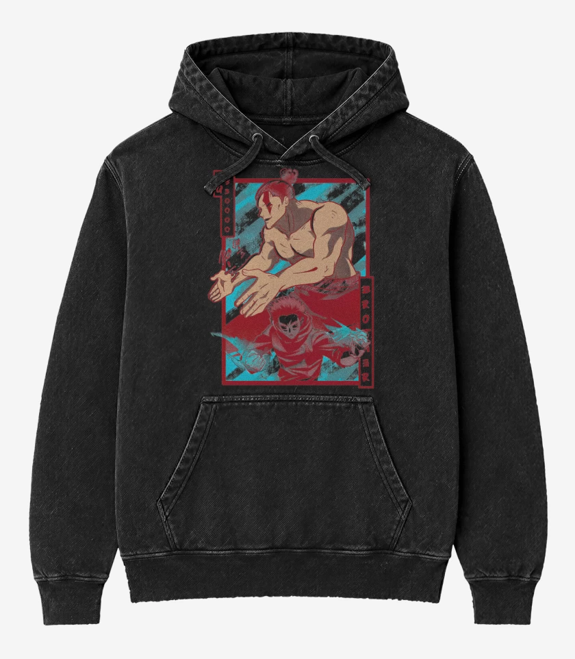 Poleron Canguro Acid Wash Negro de Besto Friendo!!!