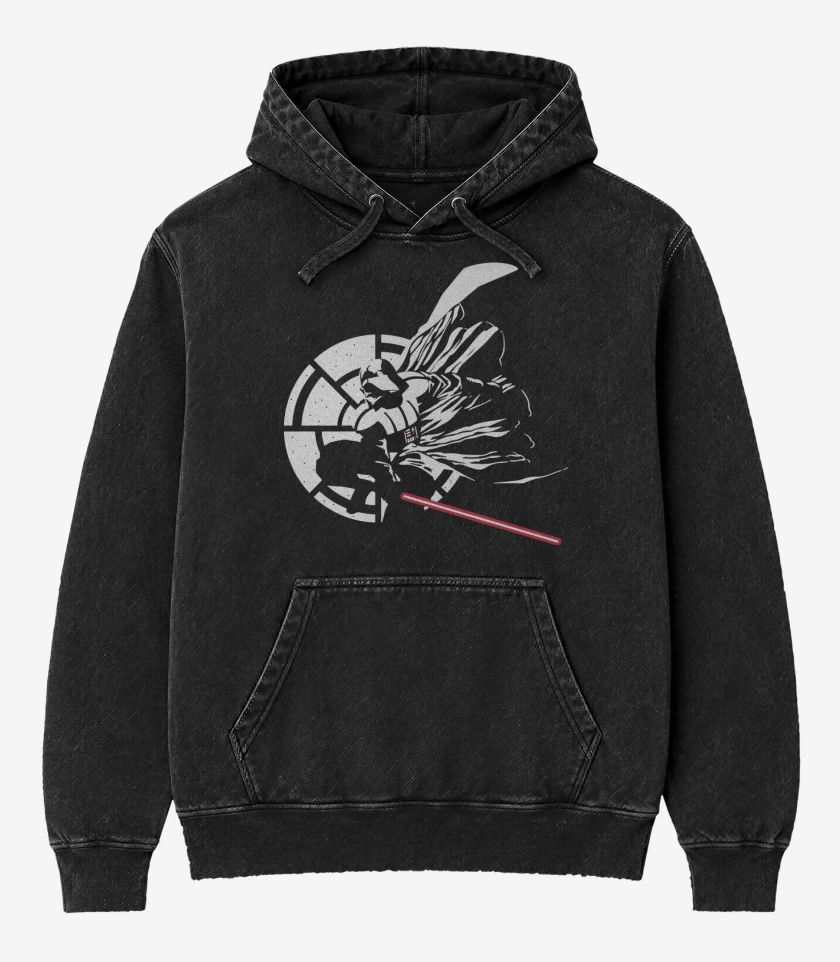Poleron Canguro Acid Wash Negro de Vader City
