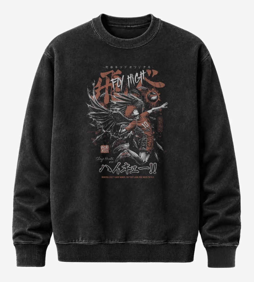 Poleron Polo Acid Wash Negro de Shoyo Hinata