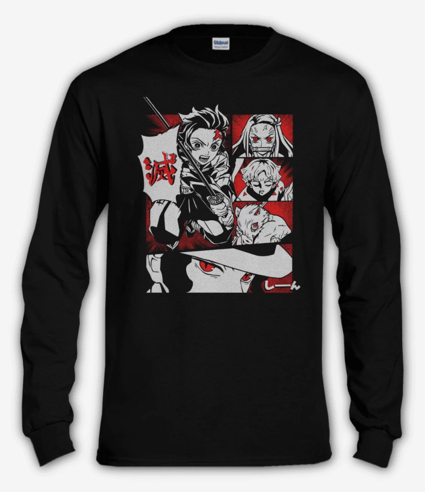 Polera manga larga Negro de Kimetsu