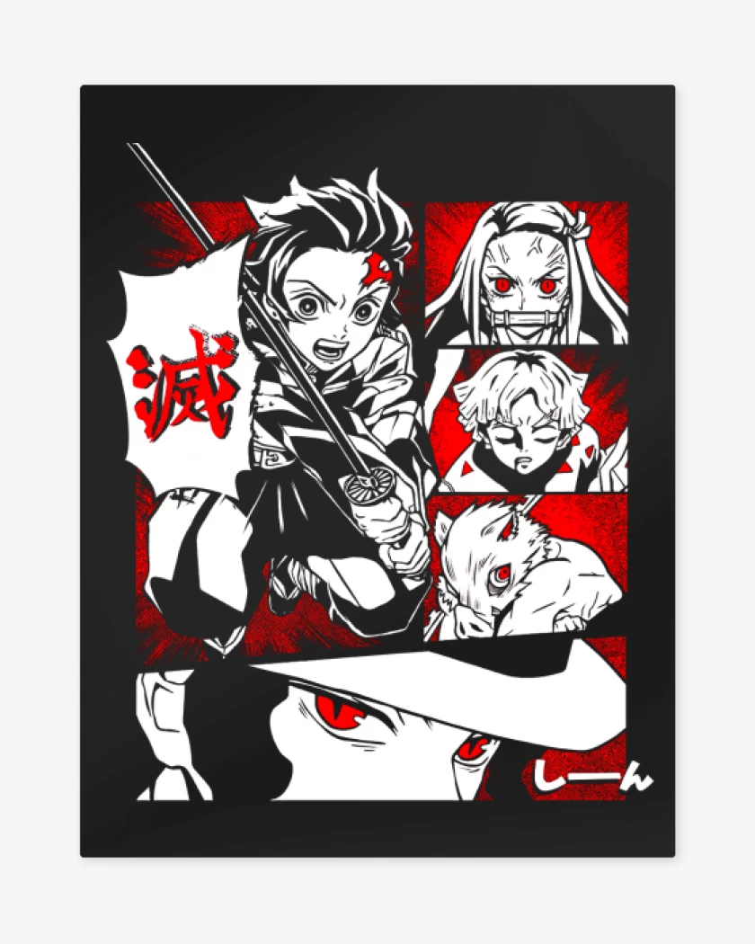 Print metalico Negro de Kimetsu