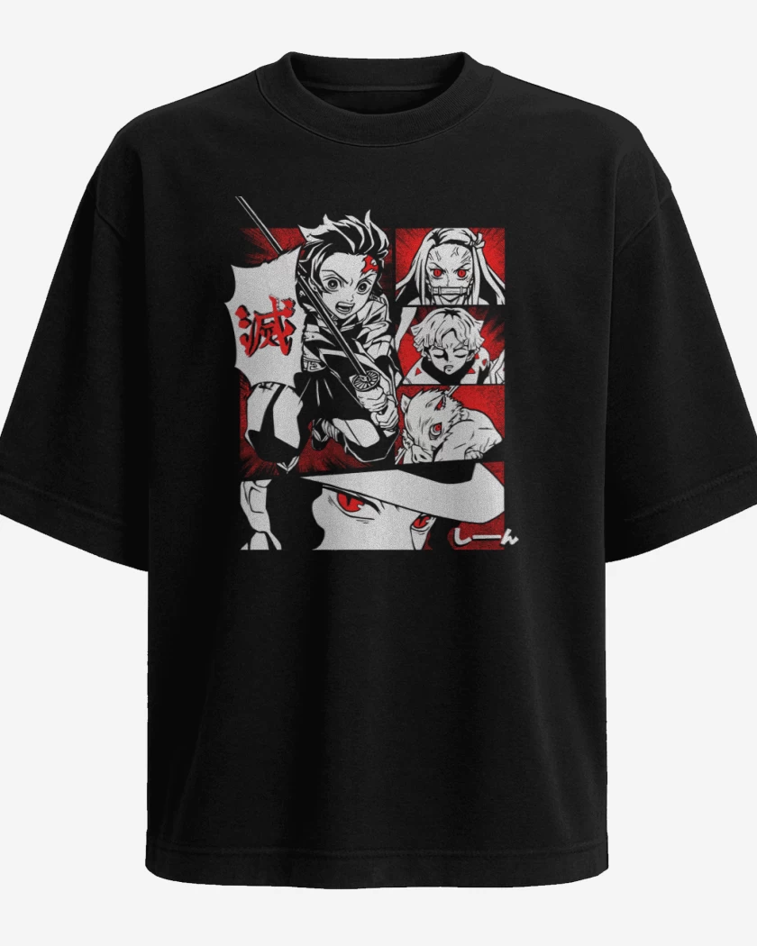 Polera Oversize Negro de Kimetsu