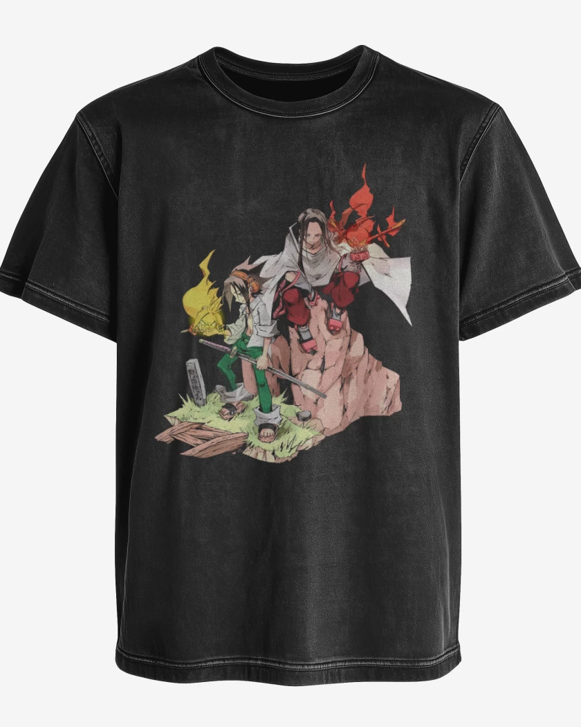 Polera desgastada Negro de Hermanos Asakura