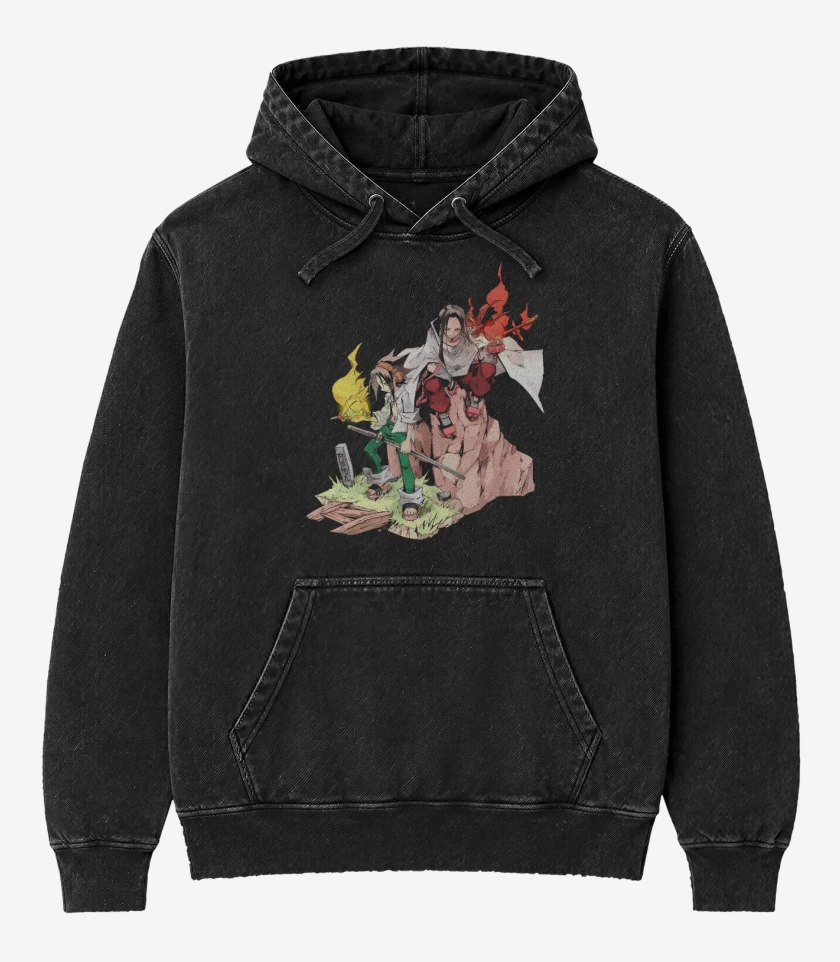 Poleron Canguro Acid Wash Negro de Hermanos Asakura