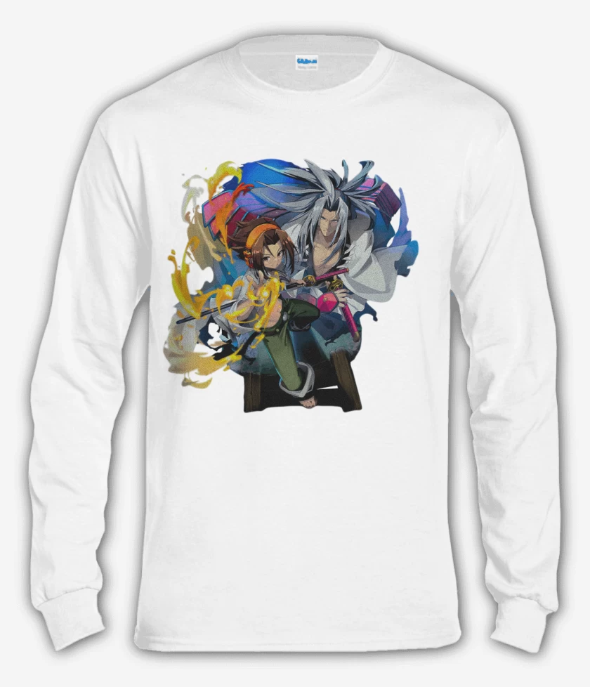Polera manga larga Blanco de Yoh and Amidamaru