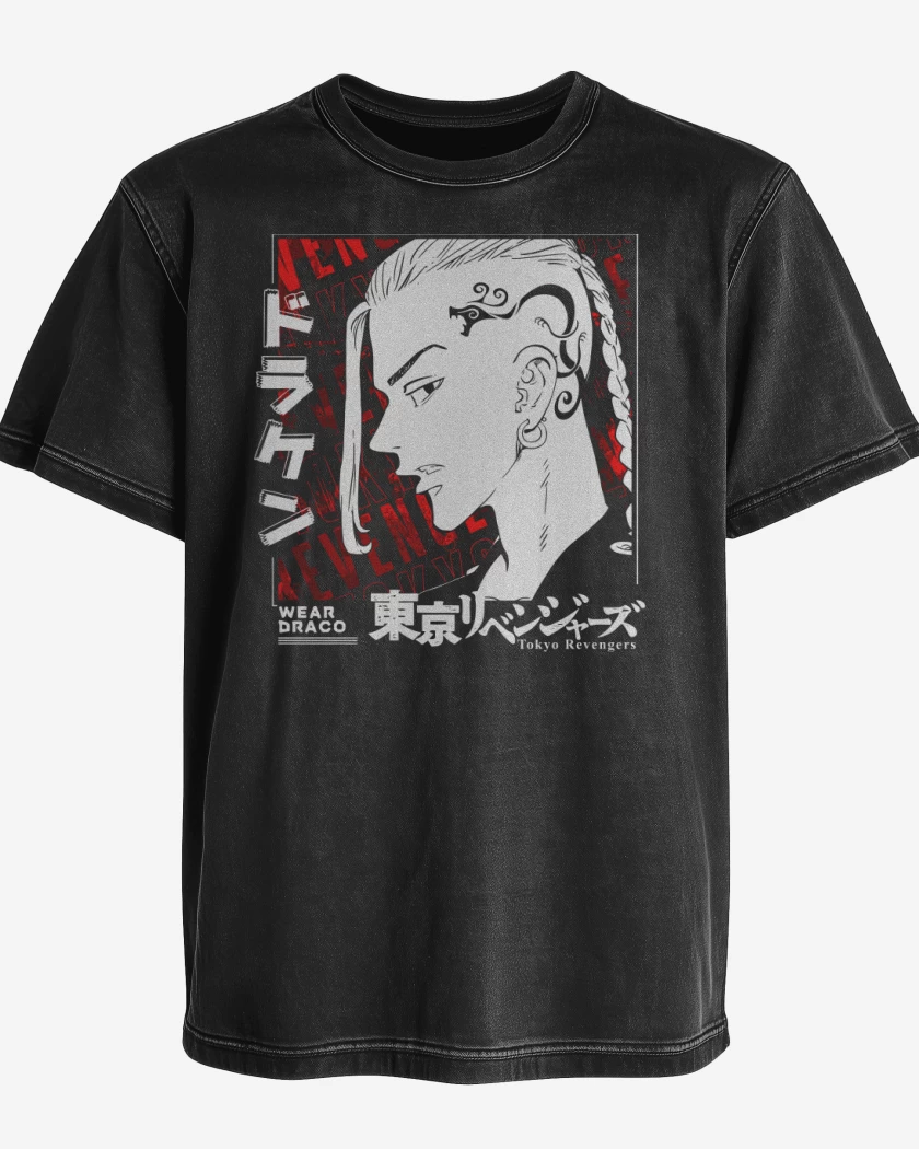 Polera desgastada Negro de Draken